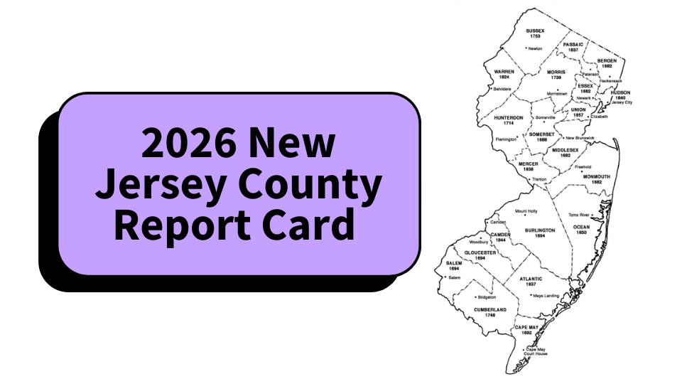 2026 New Jersey County Report Card graphic with NJ map