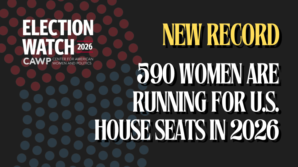 Graphic saying a record 590 women are running for House in 2026