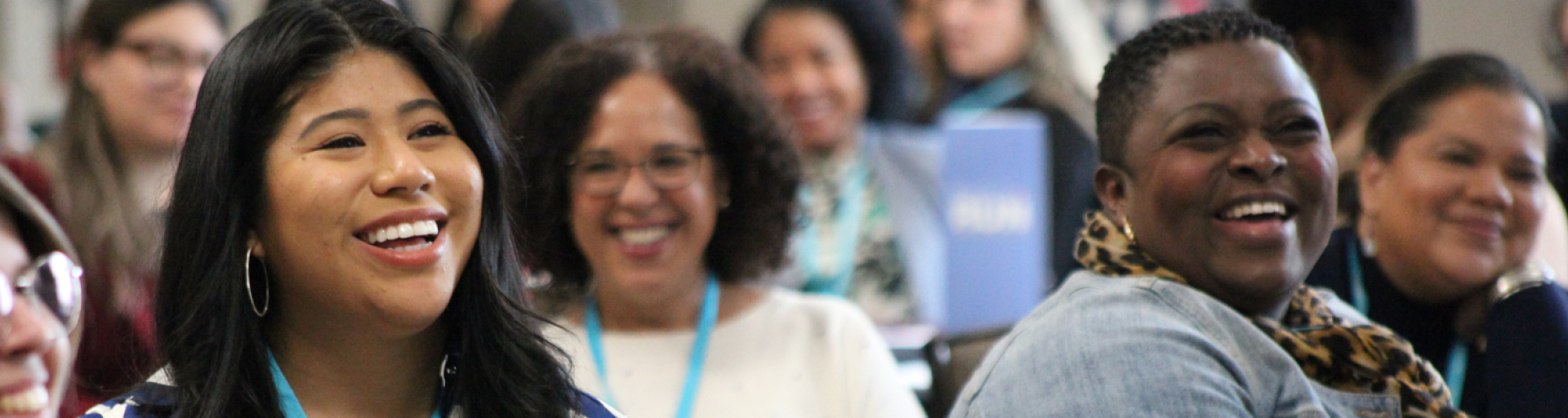 Close up shot of two women smiling during Ready to Run
