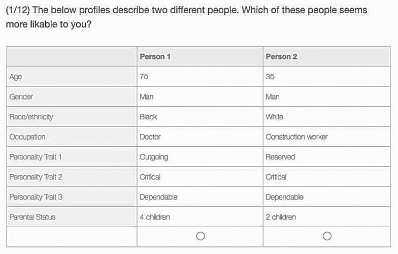 Figure 1. Example of decision task for respondents in the “non-political’ condition